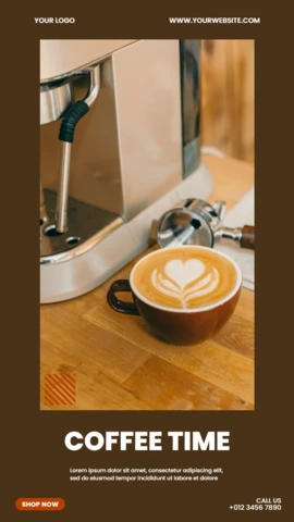 Modello di post promozionale di instagram per il tempo del caffè