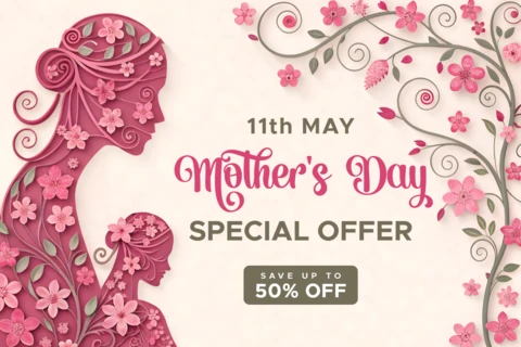 Floral Paper Cut Style Mother's Day Design Template – Silhouette and Flowers