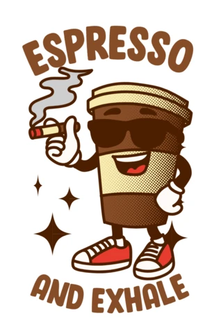 Retro Espresso Design Template: Fun and Playful Coffee Character