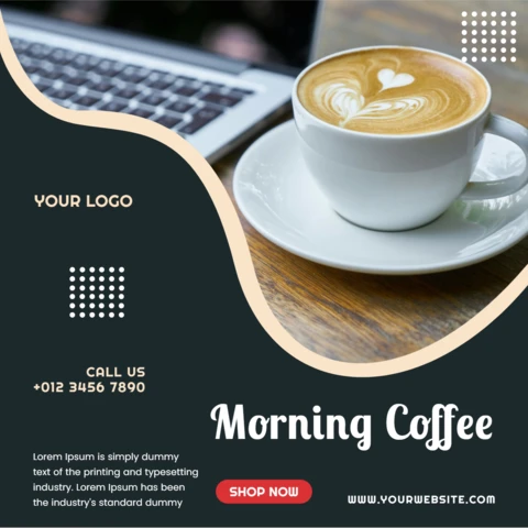 Plantilla de diseño de post de instagram de venta de cafetería minimalista
