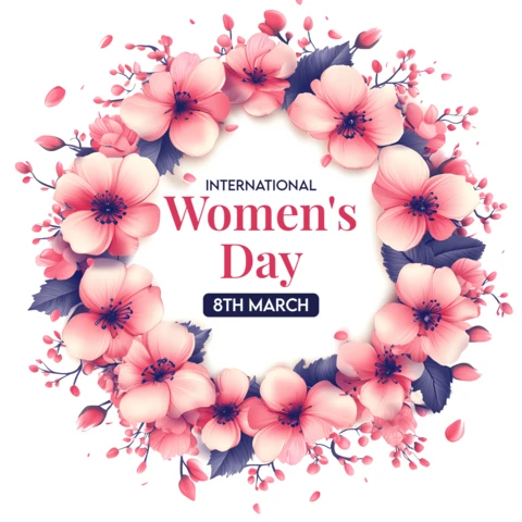Floral Wreath Design for International Women's Day Celebration Card