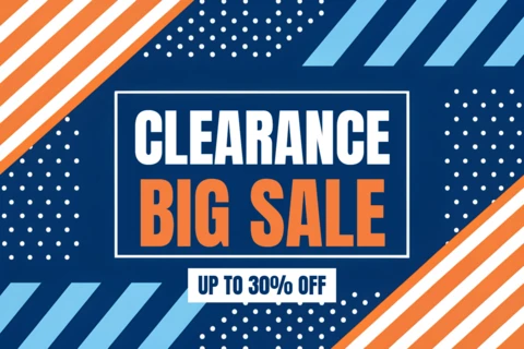 Bold Sale Announcement Template with Stripes and Dots Design for Promotional Flyers