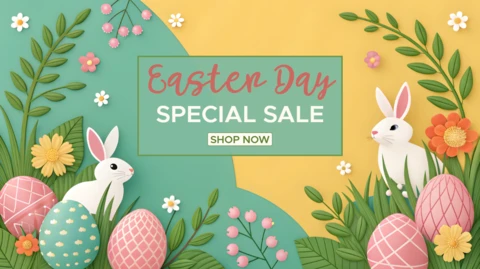 Easter Day Sale Template - Whimsical Floral Design for Spring Promotions