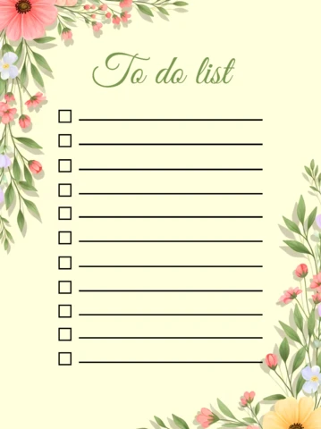 Floral To Do List Template Design for Organized Planning