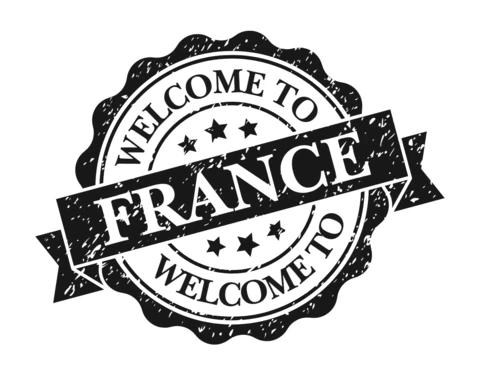 Welcome To France Stamp Logo Design Template