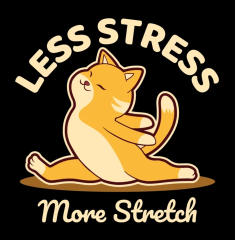 Playful Cat Doing Splits Design for Funny Yoga Apparel Template