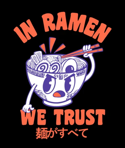 En ramen nous croyons modèle de t-shirt pour les amoureux de la cuisine japonaise.