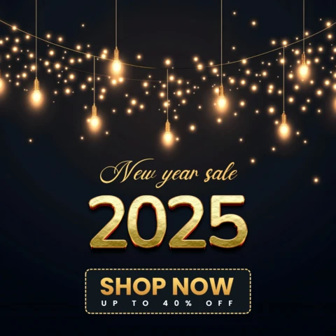 Golden Glow New Year Sale 2025 Instagram Post Design Template