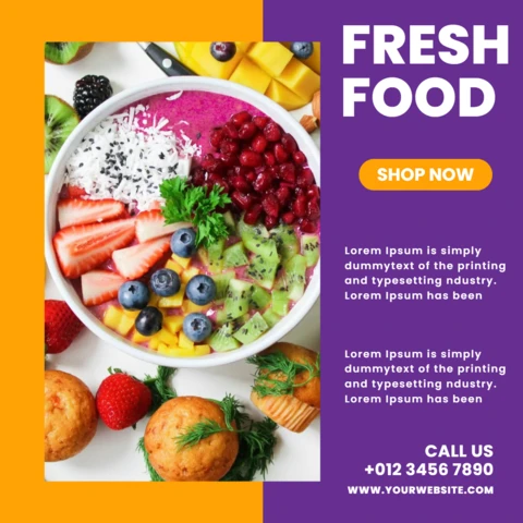 Dashing Purple Restaurant Ad Social Media Post Design Template