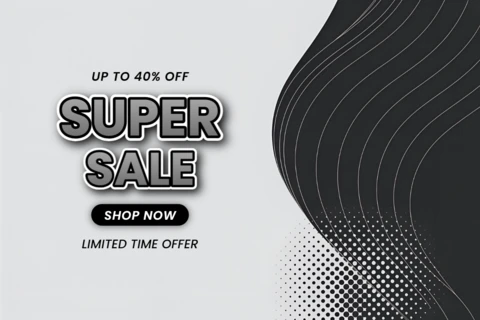 Modern Sale Template with Bold Typography and Wave Graphics for Promotional Flyers