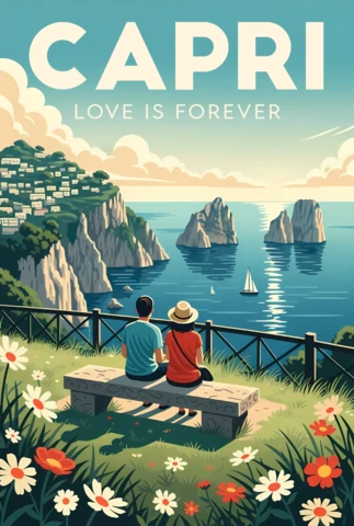 Capri Vintage Travel Design Template for Romantic Posters