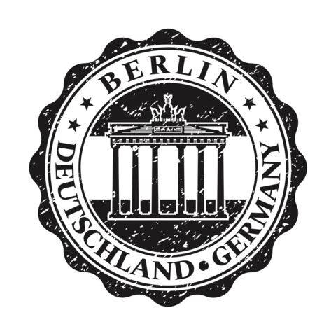 Berlin Germany Stamp Logo Design Template