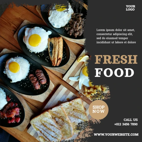 Modern Textured Restaurant Instagram Post Design Template