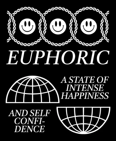 Modèle de design graphique pour des vêtements inspirants avec des visages souriants et des affirmations positives