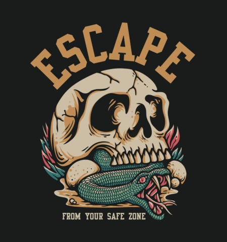 Snake Out From Skull Vintage T-shirt Design Template