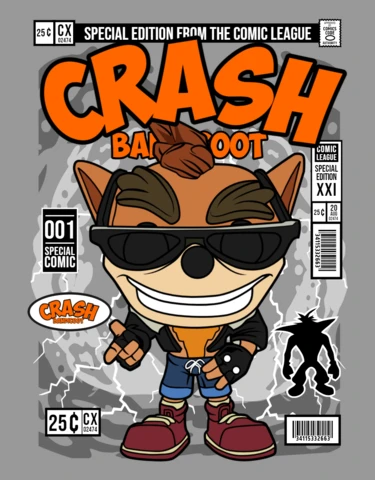 Crash Bandicoot Cartoon Character Magazine Cover Design Template