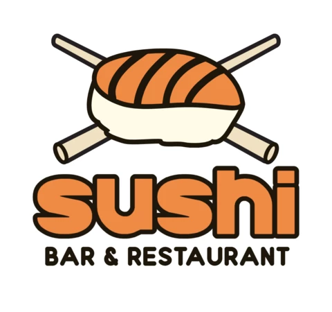 Modèle de conception de logo de bar à sushi et de restaurant