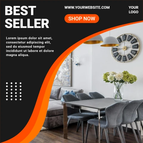 Curved Black And Orange Marketing Social Media Post Design Template
