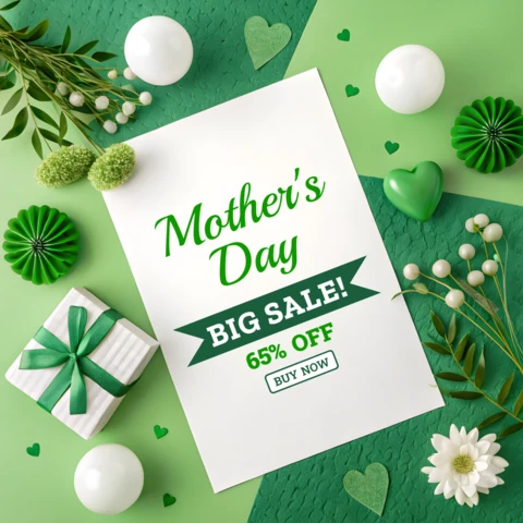 Mother's Day Sale Template - Vibrant Green Design for Promotions