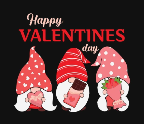 Happy Valentines Day Gnomes Greeting Card Template