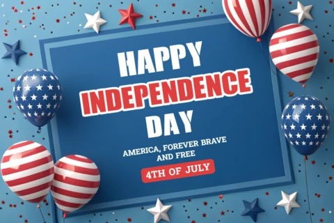 USA Independence Day Celebration Template with 3D Patriotic Elements Design