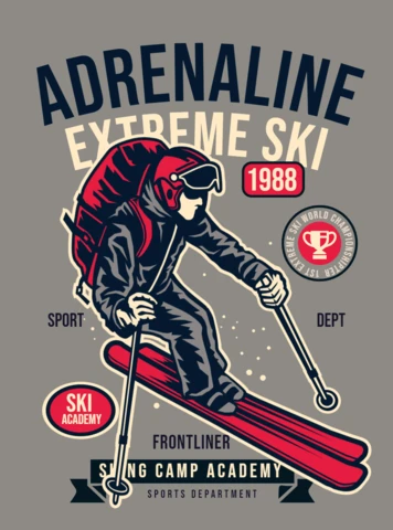 Adrenaline Extreme Ski T-Shirt Design Template