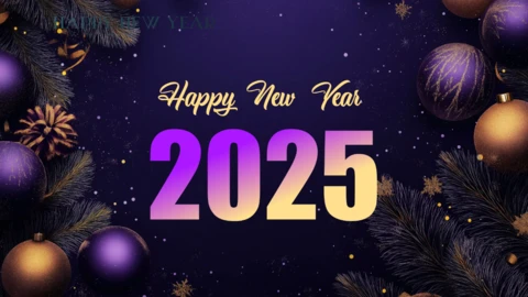Frohes neues Jahr lila Gold Hintergrund Bild Design Vorlage