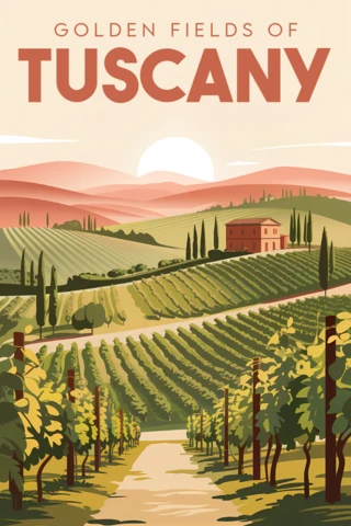 Vintage Tuscany Landscape Design Template for Posters