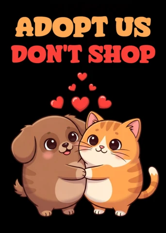 Adóptanos no compres plantilla de diseño ilustración de mascotas lindas para camiseta