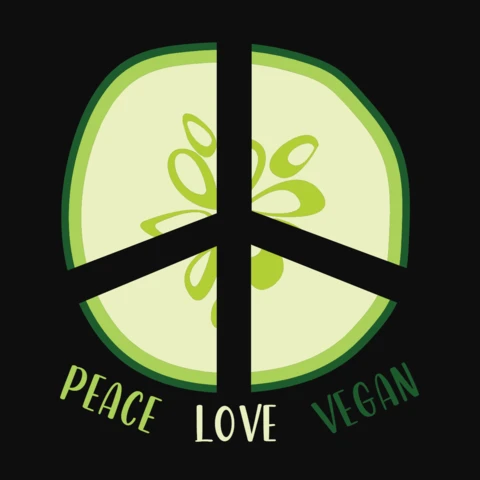 Vegan Peace And Love Cucumber T-Shirt Design