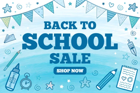 Back to School Sale Design Template with Fun Illustrations for Flyers