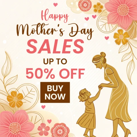 Elegant Mother's Day Sale Template Design with Floral Accents