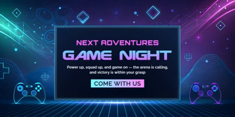 Modèle de design de soirée de jeu néon pour des événements excitants