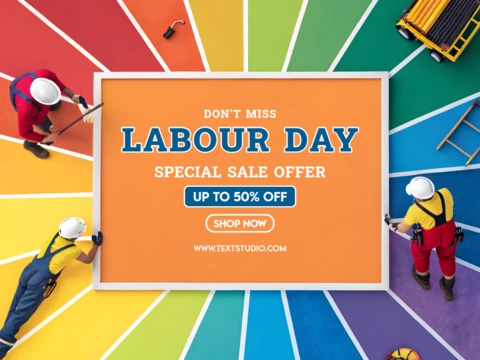 Design colorido do modelo de venda do dia do trabalho para ofertas promocionais