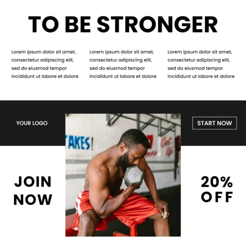 Be stronger workout plantilla de diseño de post promocional en redes sociales