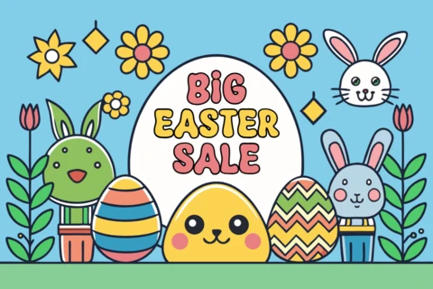Divertida plantilla de diseño de venta de Pascua para promociones festivas