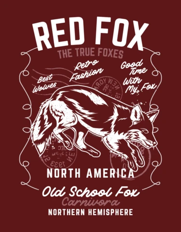 American Red Fox T-Shirt Design Template
