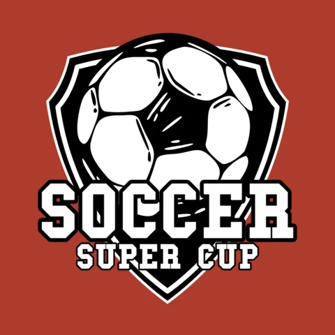 Soccer Super Cup With Football Vintage Logo Design Template