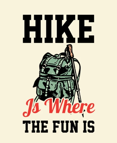 Hiking Bag and A Hiking Pole Vintage T-shirt Design Template