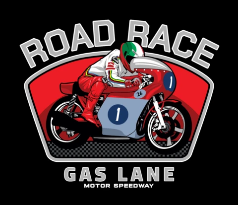 Road Race Motorcycle T-shirt Design Template