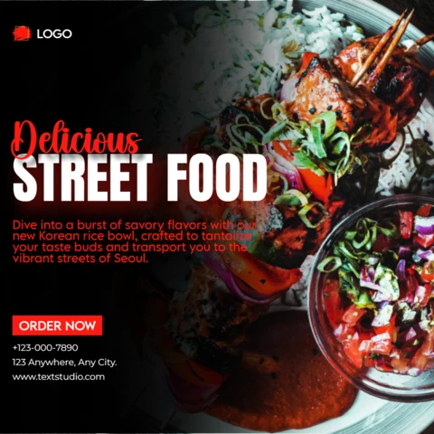 Black and Red Modern Delicious Street Food Instagram Post Design