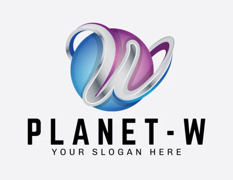 Design-Vorlage für das Logo des Buchstabens Planet W