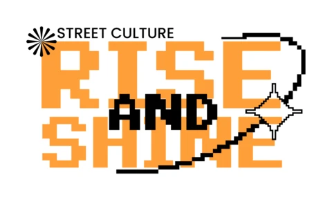 Städtische Motivation Aufstehen und Strahlen Pixelstern Streetwear T-Shirt Design Vorlage