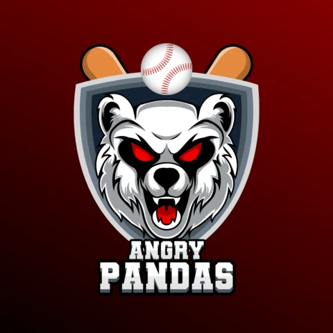 Plakietka z maskotką sportową Angry Pandas
