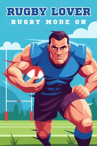 Bold Rugby Player Design Template for Sports Apparel