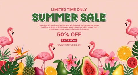 Vibrant Summer Sale Design Template with Tropical Elements