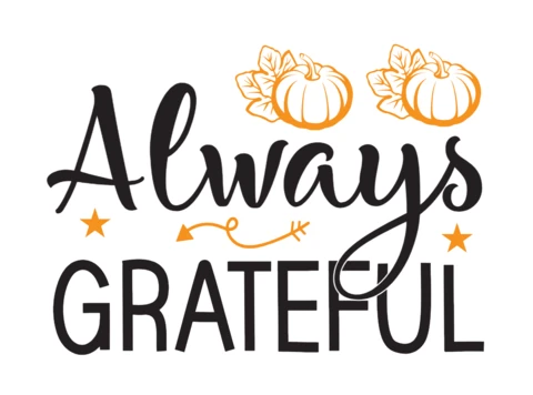 Always Grateful Sign With Pumpkin T-shirt Design Template