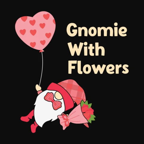 Gnomie With Flowers And Balloon T-Shirt Design Template