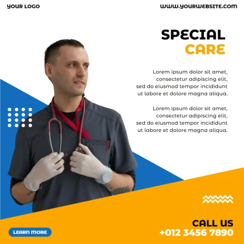 Hospital and Healthcare Advertising Social Media Post Design Template
