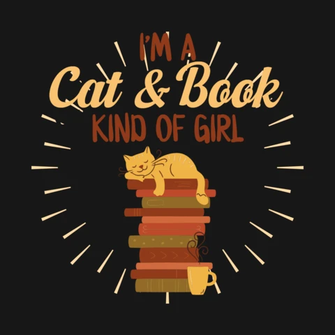 Cat And Book Kind Of Girl T-Shirt Design Template